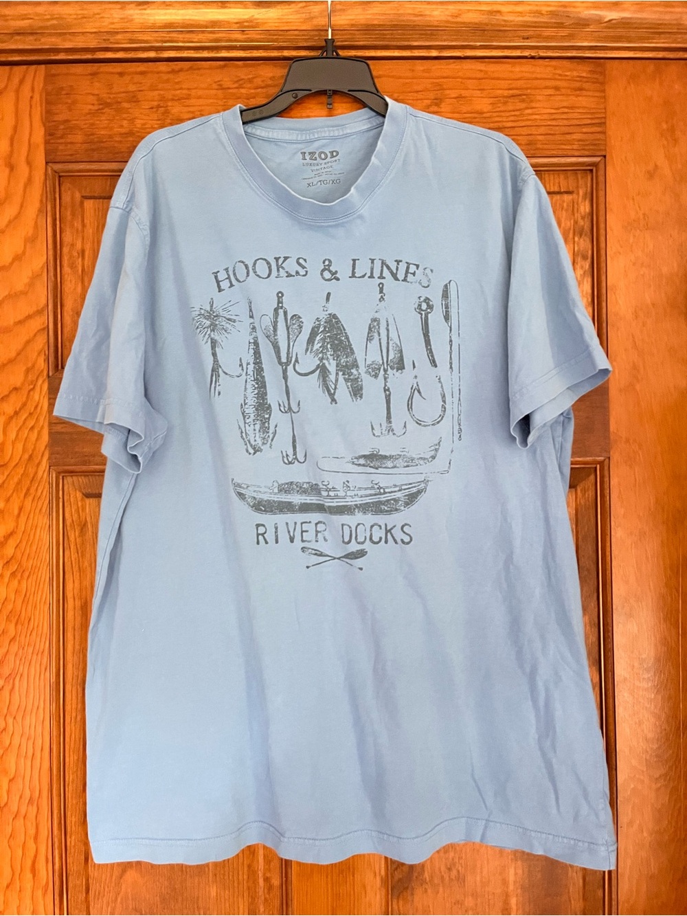 Izod Light Blue 'Hooks & Lines' Graphic Short Sleeve Tee